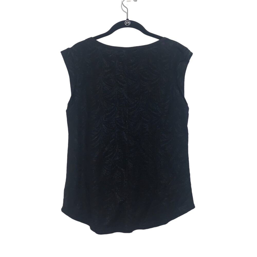 White House Black Market, Women's, Black, Tonal Print, Short Sleeve, Top, Size S - Picture 4 of 4